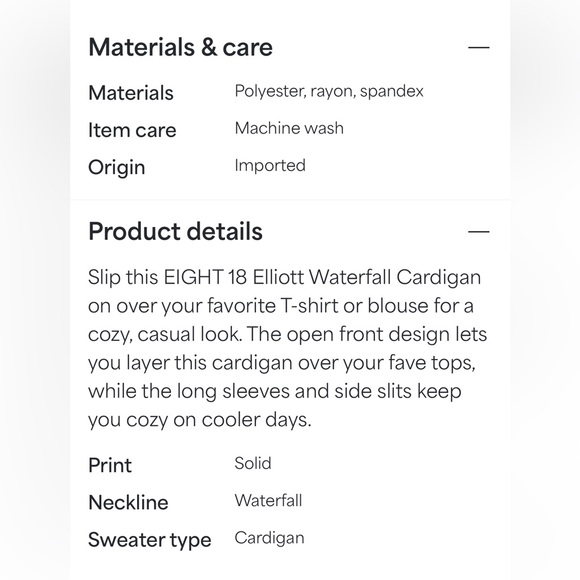 Eight18 Charcoal Open Front Waterfall Cardigan - Picture 8 of 9